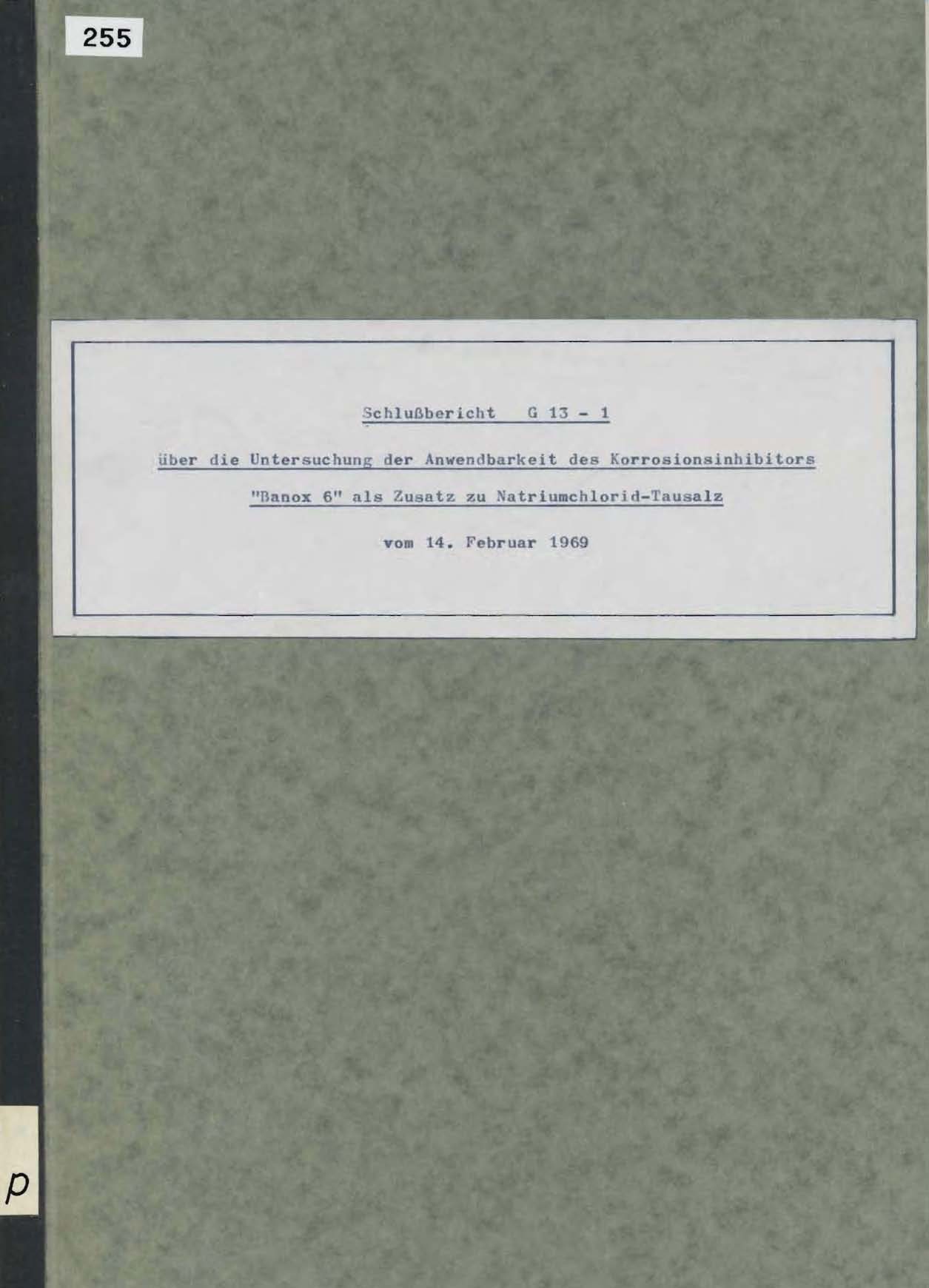 Schlußbericht G13 - 1 des Bauhofes für den Winterdienst in Inzell vom 14. Februar 1969