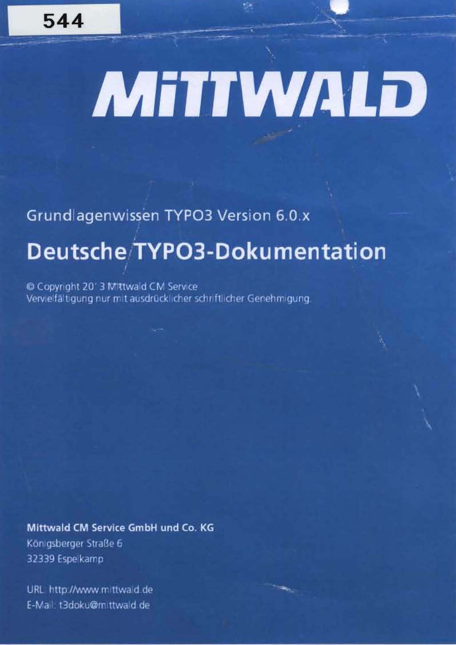 Deutsche TYP03-Dokumentation (kopierte Einzelblätter)