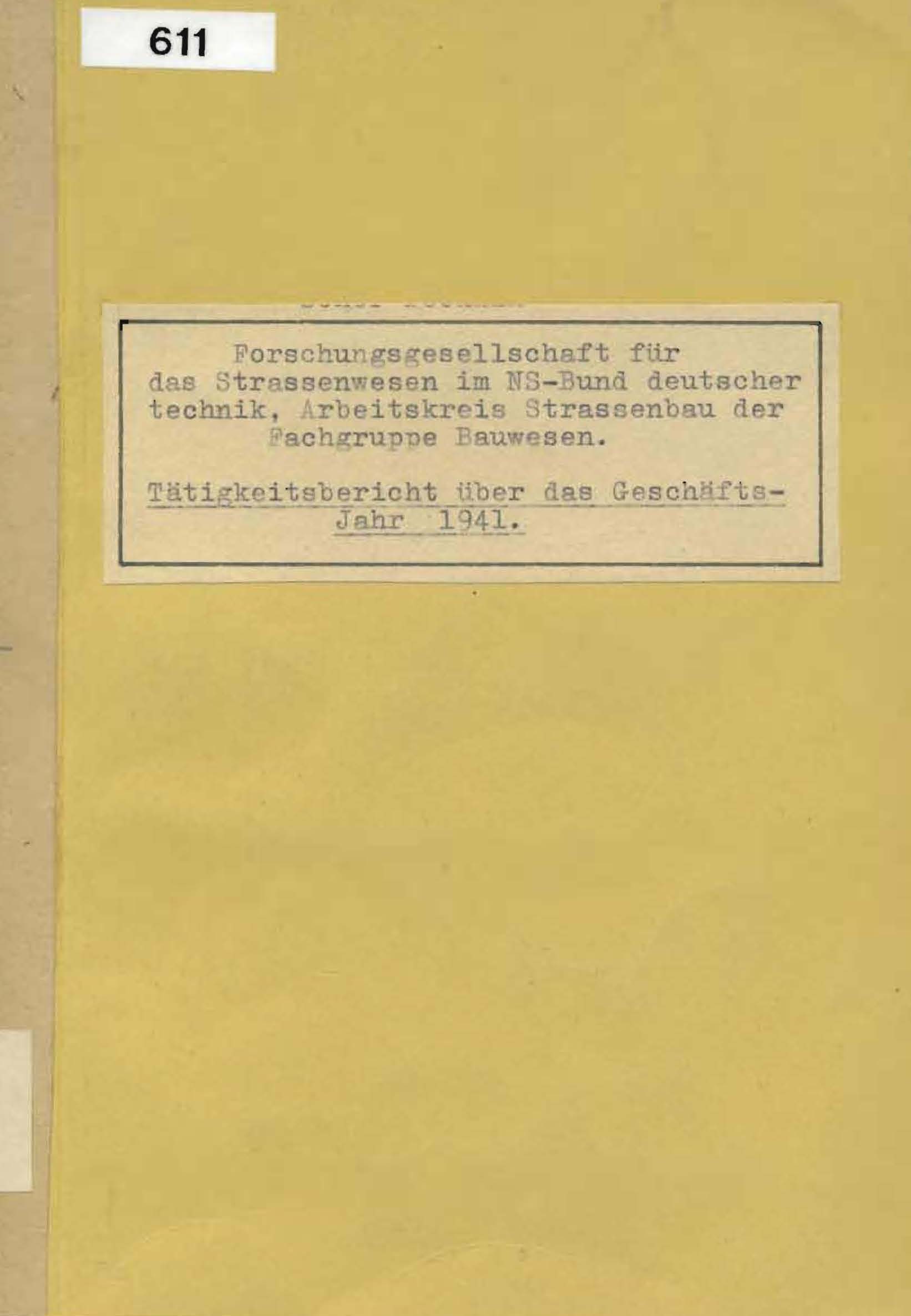 Tätigkeitsbericht über das Geschäftsjahr 1941