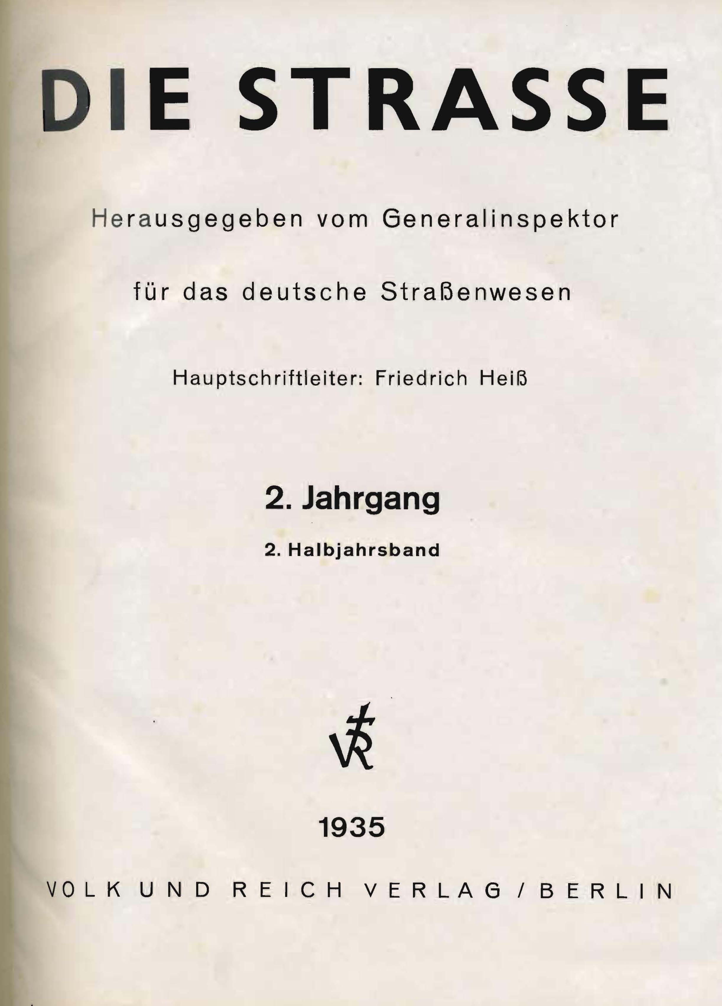 Die Straße, 2. Jahrgang 1935, 2. Halbjahrsband