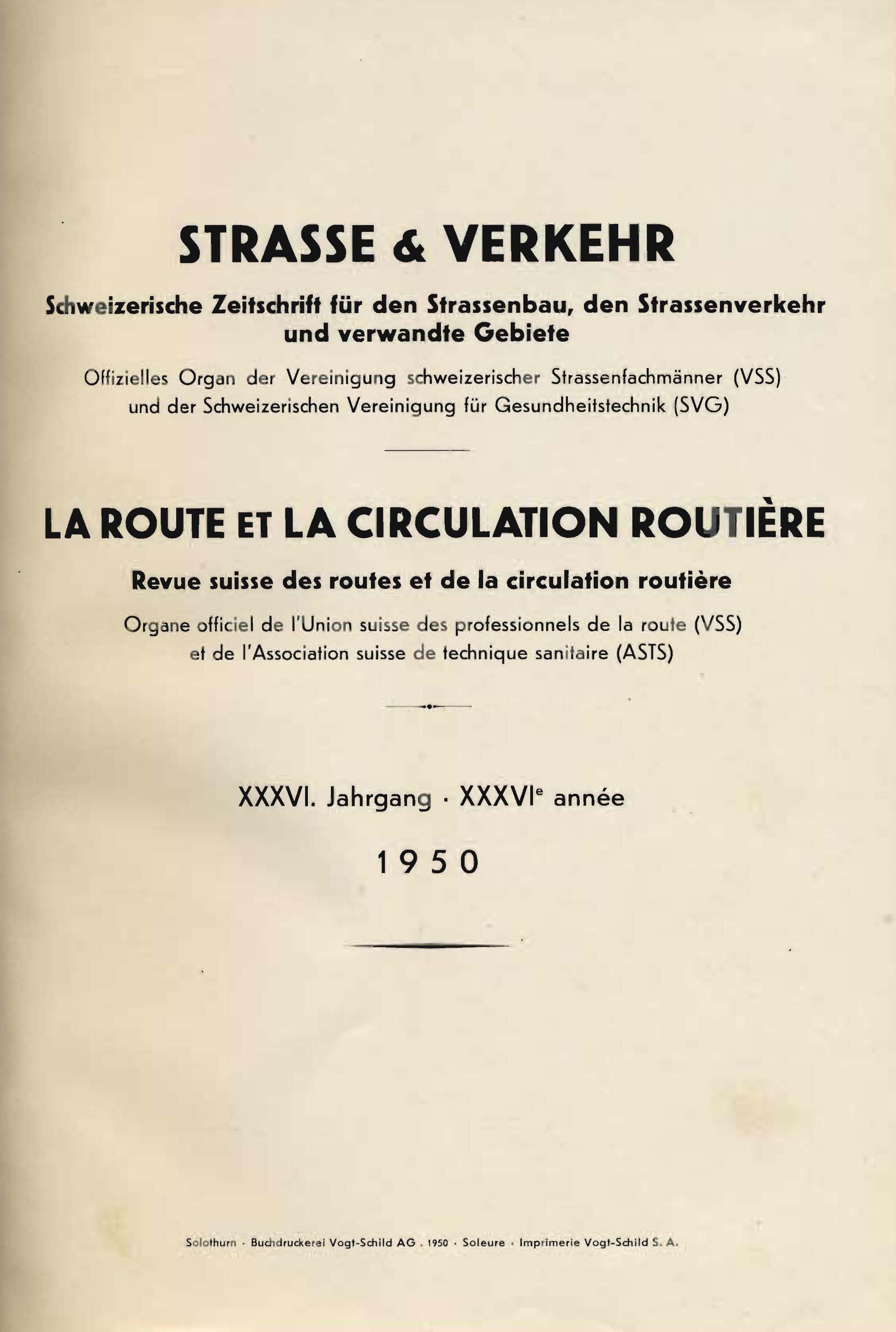 Strasse & Verkehr, XXXVI. Jahrgang 1950