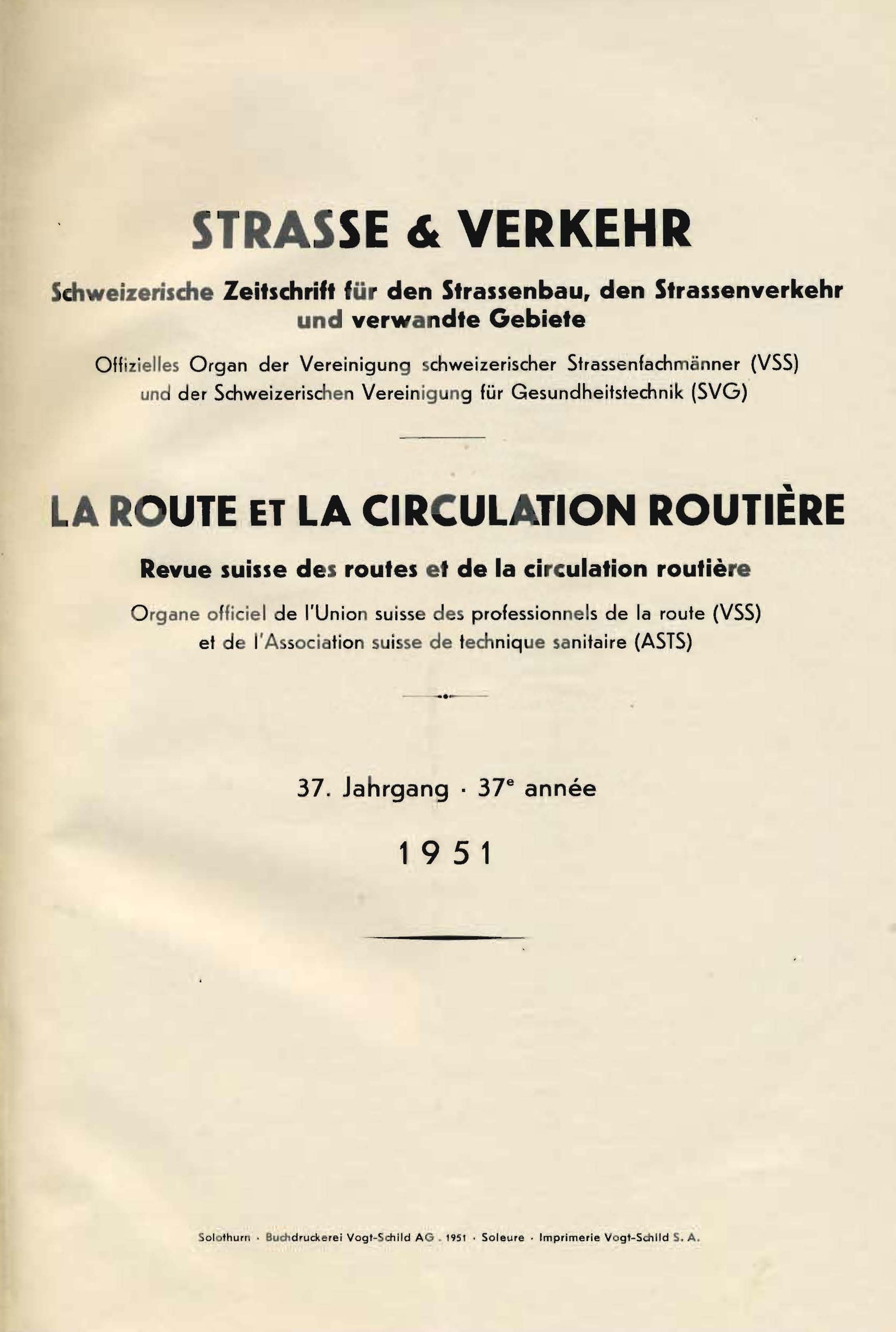 Strasse & Verkehr, 37. Jahrgang 1951