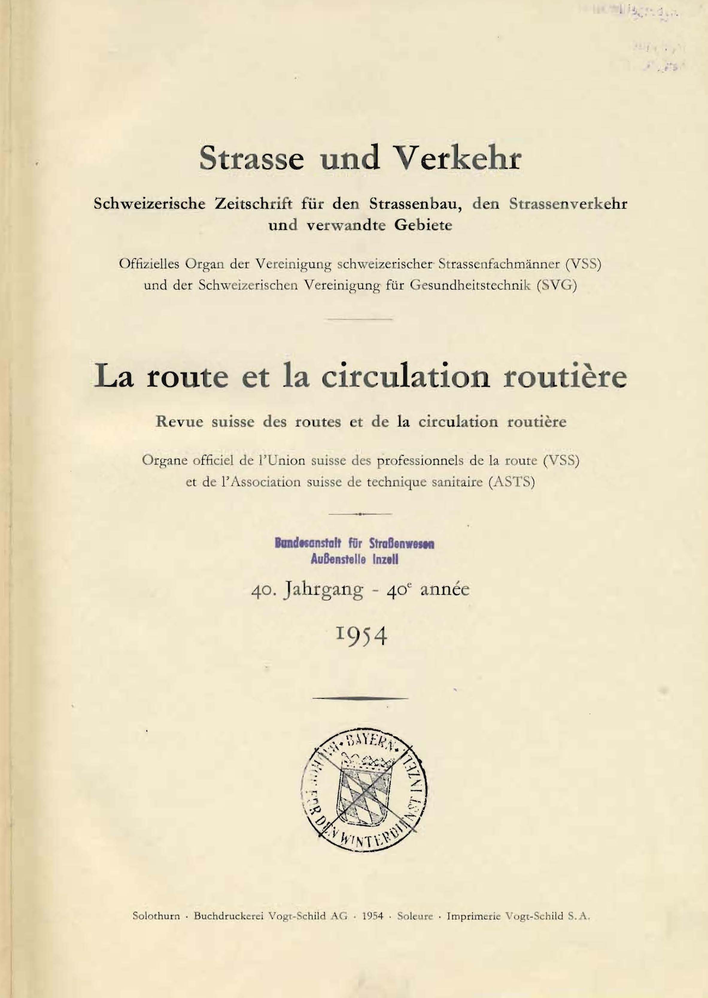 Strasse & Verkehr, 40. Jahrgang 1954