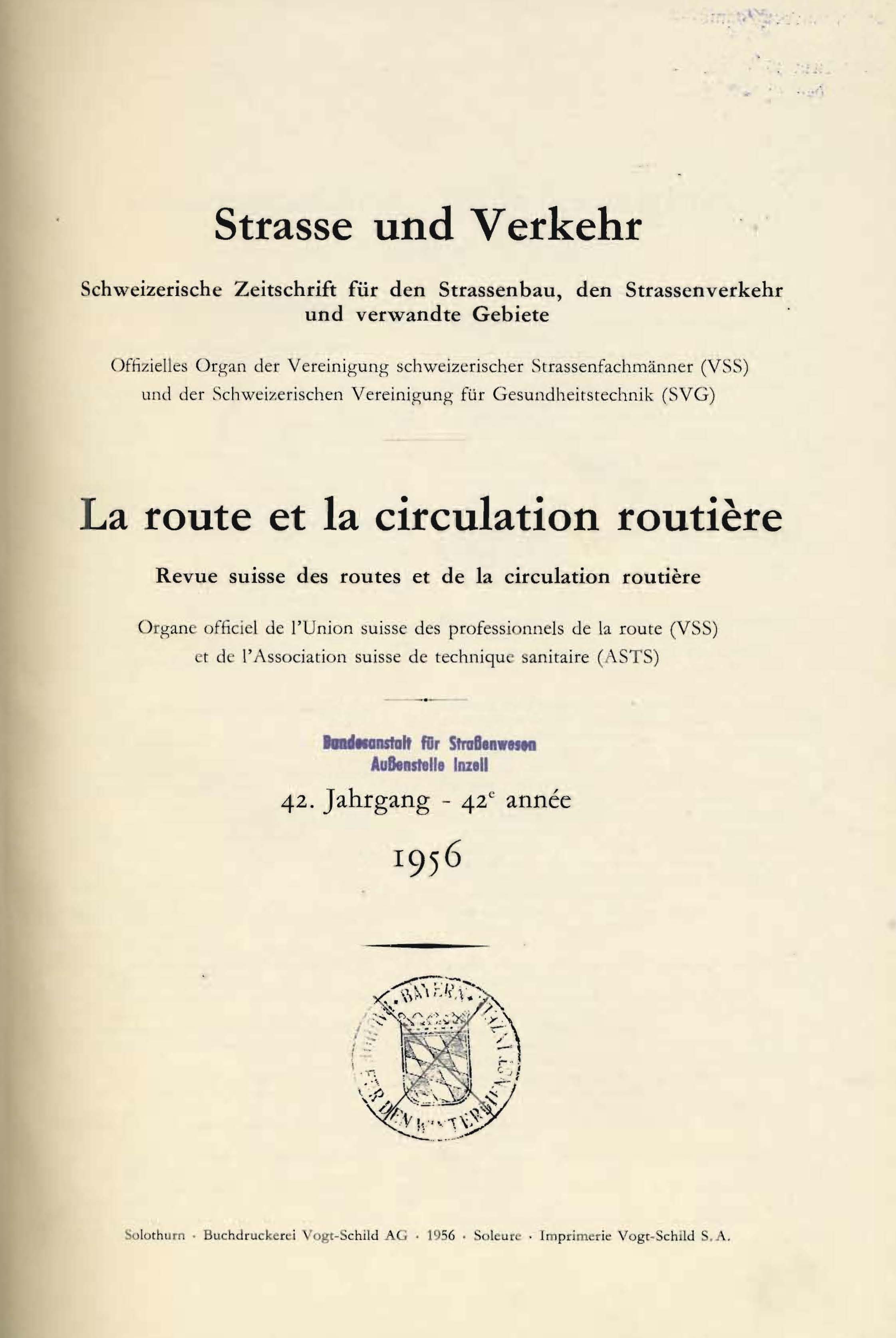 Strasse und Verkehr, 42. Jahrgang 1956
