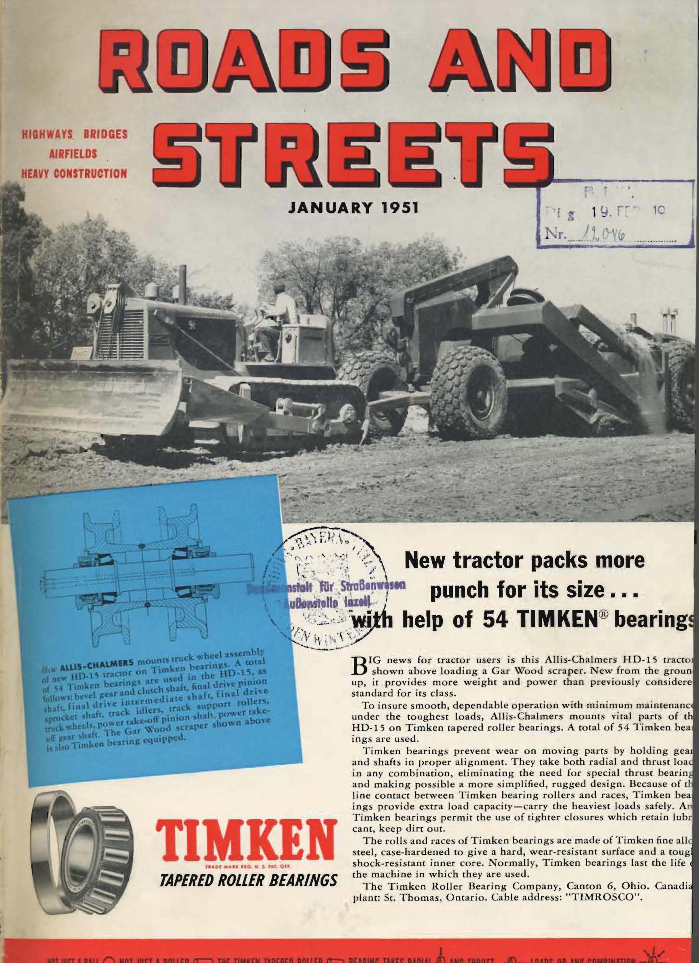 Roads and Streets, 1951, amerikanisches Magazin,                               komplett in englisch