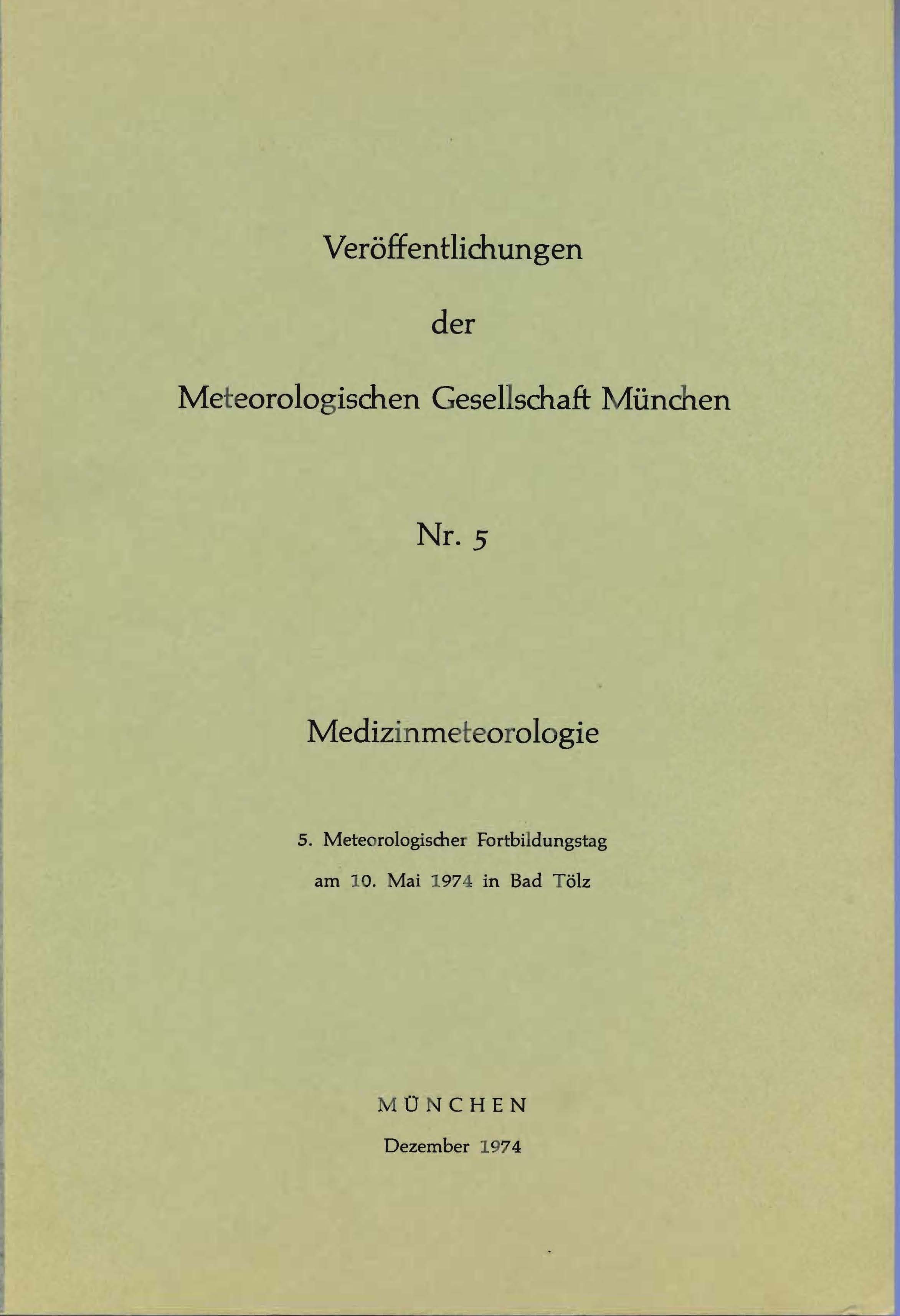 Veröffentlichung der Meterologischen Gesellschaft München