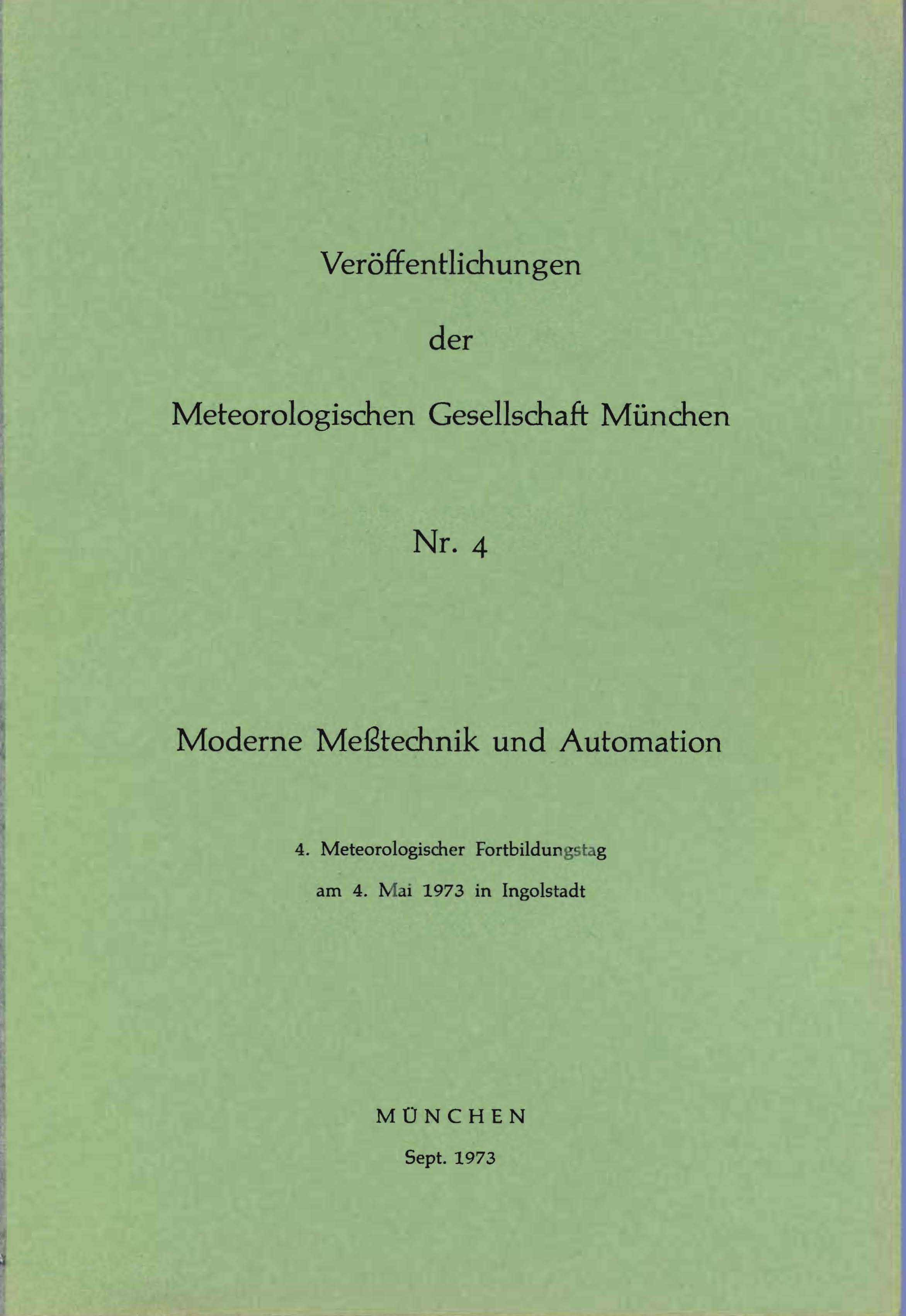 Veröffentlichung der Meterologischen Gesellschaft München