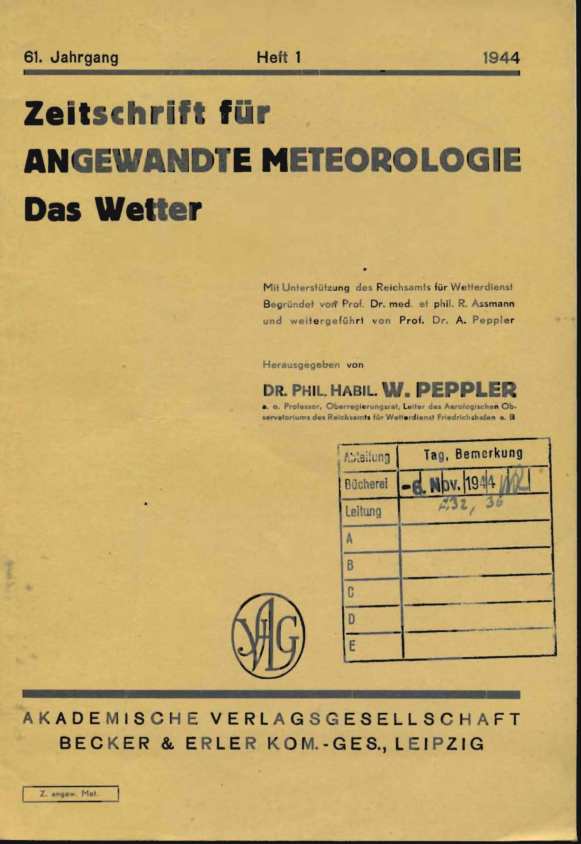 Zeitschrift für angewandte Meteorologie